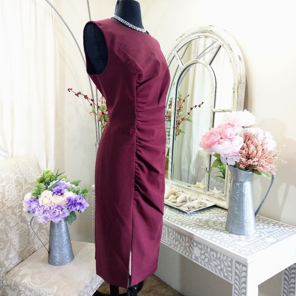 🍒NWT🍒 MILLY BURGUNDY CAREER DRESS - Picture 4 of 7